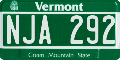 VT license plate NJA292