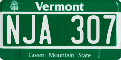 VT license plate NJA307