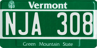 VT license plate NJA308