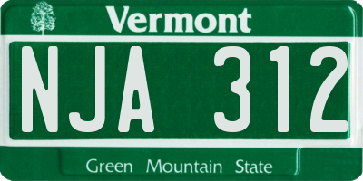 VT license plate NJA312
