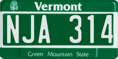 VT license plate NJA314