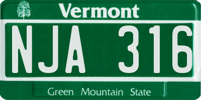 VT license plate NJA316