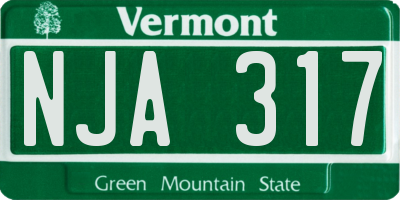 VT license plate NJA317
