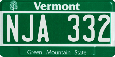 VT license plate NJA332