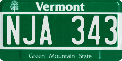 VT license plate NJA343