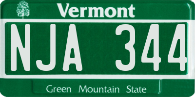 VT license plate NJA344