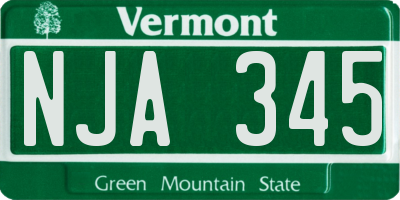 VT license plate NJA345