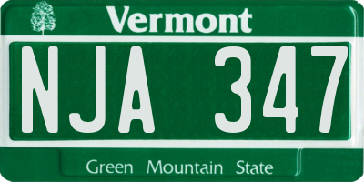 VT license plate NJA347