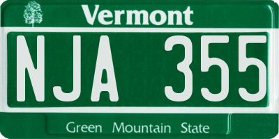 VT license plate NJA355