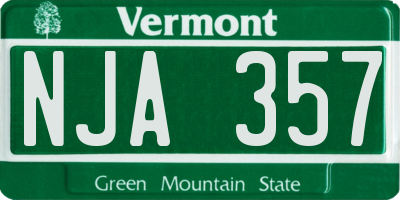 VT license plate NJA357