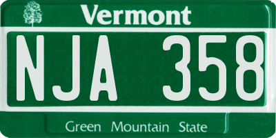 VT license plate NJA358