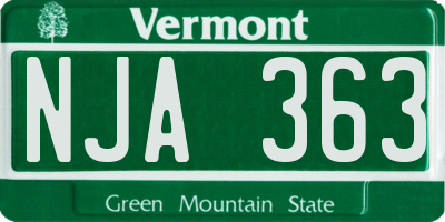 VT license plate NJA363