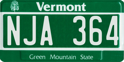 VT license plate NJA364