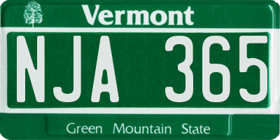 VT license plate NJA365
