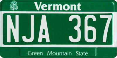 VT license plate NJA367
