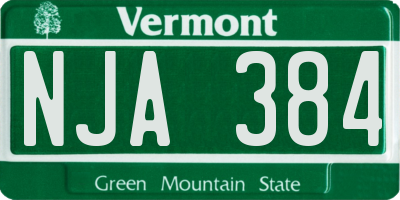 VT license plate NJA384