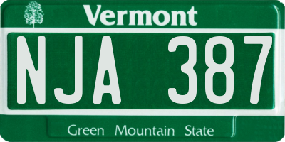 VT license plate NJA387