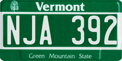 VT license plate NJA392