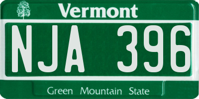 VT license plate NJA396