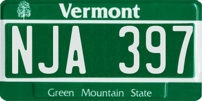 VT license plate NJA397