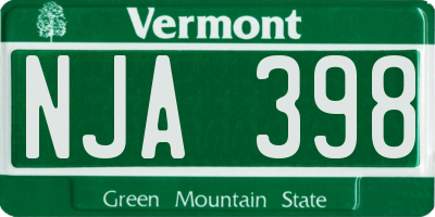 VT license plate NJA398