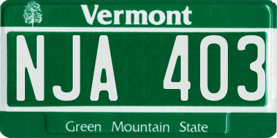 VT license plate NJA403