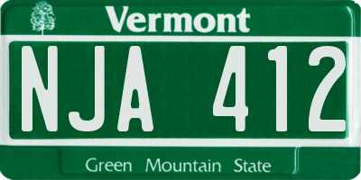 VT license plate NJA412
