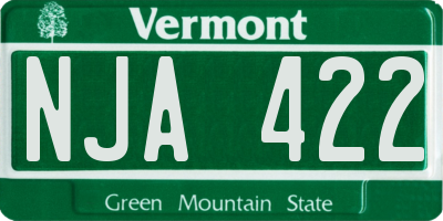 VT license plate NJA422