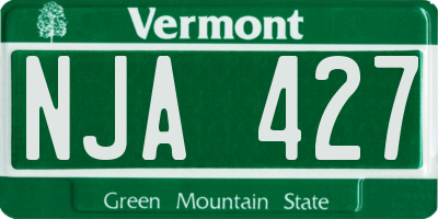 VT license plate NJA427