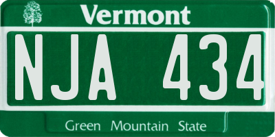 VT license plate NJA434