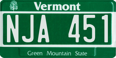 VT license plate NJA451