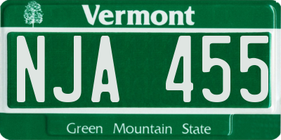 VT license plate NJA455