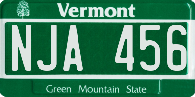 VT license plate NJA456