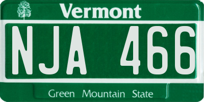 VT license plate NJA466