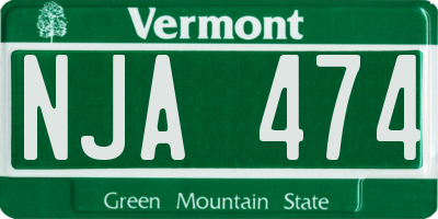 VT license plate NJA474