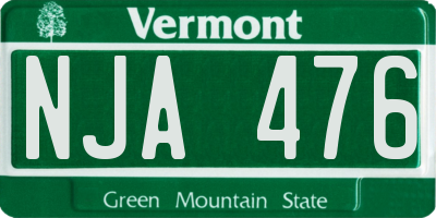 VT license plate NJA476