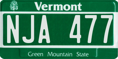 VT license plate NJA477