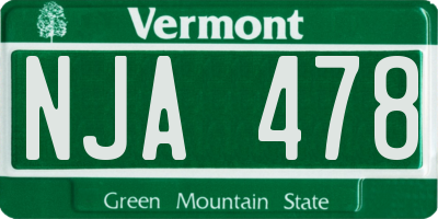 VT license plate NJA478
