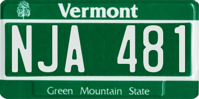 VT license plate NJA481