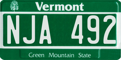 VT license plate NJA492