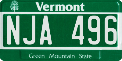 VT license plate NJA496
