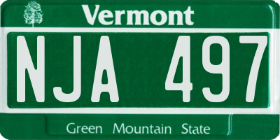 VT license plate NJA497