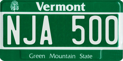 VT license plate NJA500