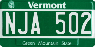 VT license plate NJA502