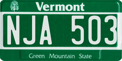 VT license plate NJA503