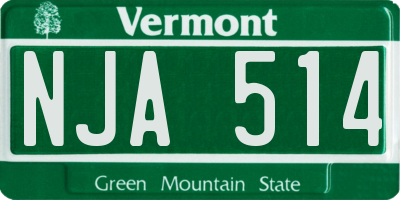 VT license plate NJA514