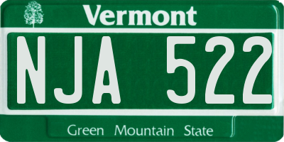 VT license plate NJA522