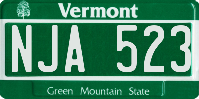 VT license plate NJA523