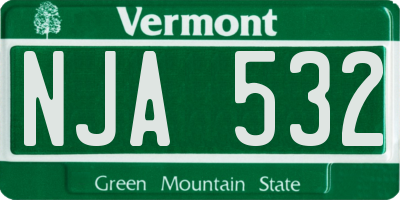 VT license plate NJA532