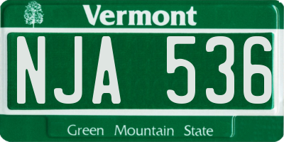VT license plate NJA536